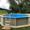 Naturalis Piscine béton aspect bois en kit décagonale - 4.95 x 1.28 m