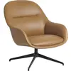 Fauteuil avec accoudoirs en cuir cognac et pied rotatif noir Fiber - M...