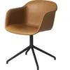Fauteuil cognac piétement pivot et assise cuir Fiber - Muuto