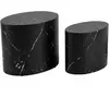 AC Design Furniture Lot de 2 tables basses 48 et 40 cm décor effet marbre noir