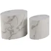 AC Design Furniture Lot de 2 tables basses 48 et 40 cm décor effet marbre blanc