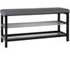 House Nordic - Banc gris 2 étages à pieds noirs 100 x 34 x 50 cm