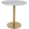 House Nordic Table à manger ronde 90x75 cm aspect marbre blanc et laiton - DERVAL