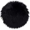 House Nordic Coussin de siège rond en peau d'agneau artificielle noire 35 cm