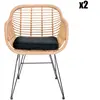 fauteuils en polyrotin avec coussin et pieds House Nordic Trisete Beig...