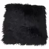 House Nordic Coussin de siège en peau d'agneau artificielle noire 40 x 40 cm