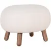 EBUY24 Pouf 60x50x37 cm en tissu bouclette blanc et pieds en pin effet noyer