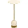 EBUY24 Table d'appoint ronde 25,5x54 cm en marbre blanc et métal doré