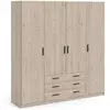 Armoire VEGA Décor Chene Jackson 4 portes 3 tiroirs L 195 5 P 49 6 H 200 4 cm