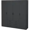 Armoire 4 portes et 3 tiroirs L195,5 cm - Gris Anthracite