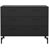 Calicosy Commode 3 tiroirs noir mat avec piètement métallique L98,7 cm
