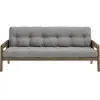 Canapé-lit en bois de pin laqué marron foncé et tissu gris 204 x 130 c...