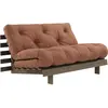 Canapé-lit en pin carob brown et tissu argile 140 x 200 cm Roots - Kar...