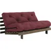 Canapé-lit en pin carob brown et tissu bordeaux 160 x 200 cm Roots - K...
