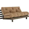 Canapé-lit en pin carob brown et tissu mocca 160 x 200 cm Roots - Karu...
