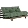 Canapé-lit en pin carob brown et tissu vert olive 160 x 200 cm Roots -...