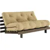 Canapé-lit en pin carob brown et tissu beige blé 160 x 200 cm Roots - ...
