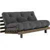Canapé-lit en pin carob brown et tissu gris foncé 160 x 200 cm Roots -...