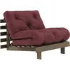 Canapé-lit en pin carob brown et tissu bordeaux 90 x 200 cm Roots - Ka...