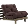 Canapé-lit en pin carob brown et tissu marron 90 x 200 cm Roots - Karu...