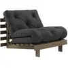 Canapé-lit en pin carob brown et tissu gris foncé 90 x 200 cm Roots - ...