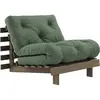 Canapé-lit en pin carob brown et tissu vert olive 90 x 200 cm Roots - ...