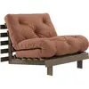 Canapé-lit en pin carob brown et tissu argile 90 x 200 cm Roots - Karu...