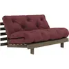 Canapé-lit en pin carob brown et tissu bordeaux 140 x 200 cm Roots - K...