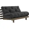 Canapé-lit en pin carob brown et tissu gris foncé 140 x 200 cm Roots -...