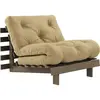 Canapé-lit en pin carob brown et tissu beige blé 90 x 200 cm Roots - K...