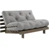 Canapé-lit en pin carob brown et tissu gris 140 x 200 cm Roots - Karup...