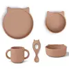 Liewood Coffret repas en silicone Vivi Chat dark rose (4 pièces)