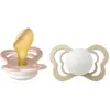 BIBS - Set de 2 tétines BIBS Couture phosphorescent - Rose poudré & Va...