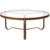 Gubi Table Basse Adnet Table Ø 100 Cm (Tan - Verre Et Cuir)