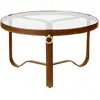 GUBI table basse ADNET TABLE Ø 70 cm (Tan - Verre et cuir)