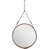 Miroir rond en cuir marron et laiton 70 cm Adnet - Gubi