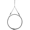 Miroir rond en cuir noir et laiton 70 cm Adnet - Gubi