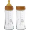 Hevea - Biberons en verre à col large Débit moyen - Lot de 2 Naturel 250 ml