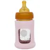 Hévéa - Biberon en verre avec protection rose 150 ml 0+ mois - HEVEA