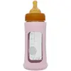 Hevea Biberon En Verre Avec Housse De Protection 250 Ml Rose