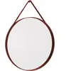 Miroir rond en acier rouge 70 cm Strap - Hay