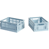 Hay - Cagettes pliables Crate - Set de 2 Bleu Clair XS