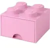 LEGO pierre de rangement avec tiroir 4 plots 25 x 17 cm polypropylène rose