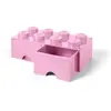 Boîte de rangement - LEGO - Brique 8 - Rose clair - 2 tiroirs - Empilable