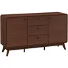 Loft24 Buffet avec 2 portes et 3 tiroirs en effet noyer