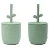 Done by Deer Lot de 2 gobelets à paille Peekaboo Wally Vert