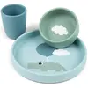 Done By Deer Coffret repas en silicone Happy clouds bleu (3 pièces)