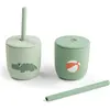 Done By Deer Lot De 2 Gobelets Avec Pailles Silicone Playground