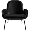 Fauteuil bas avec pieds en acier noir et assise en cuir marron Era - N...