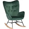 Urban Meuble Fauteuil à bascule Scandinave velours vert Pieds en bois clair